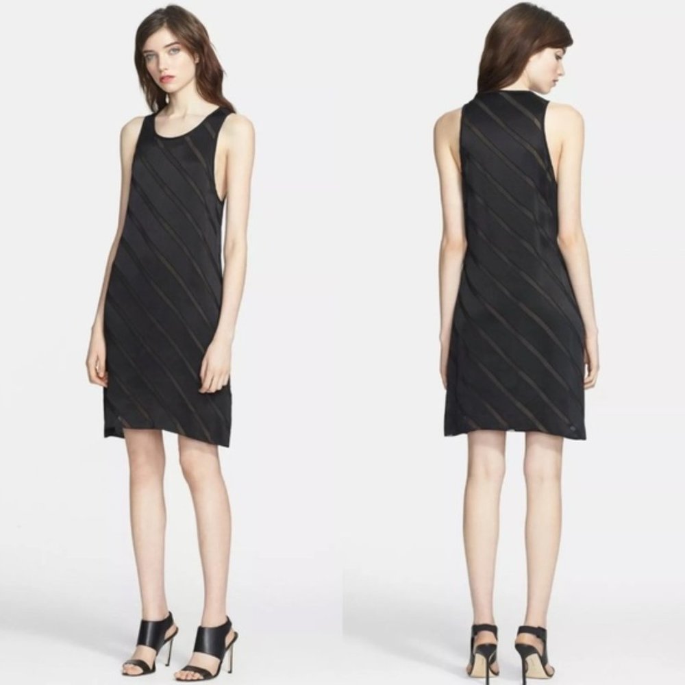 L'AGENCE Chiffon Ribbon Sleeveless Dress Silk Blend Little Black Dress 2